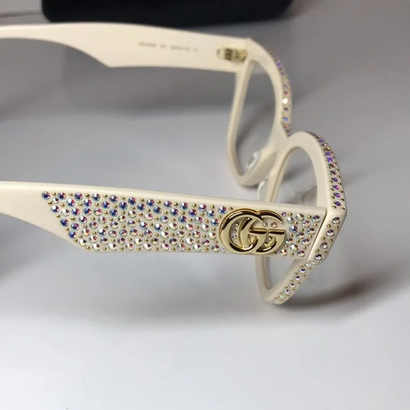 Gucci GG1424s Cream Crystal-Embellished Women's Glasses - Picture 7 of 12